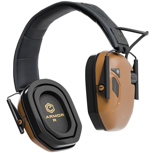 Earmor M300T Elektronische Gehörschutz Mit Bluetooth Schiessen Kapselgehörschutz Ohrenschützer Lärmdämpfung für Jagd Schieß Dämmwert, SNR 29dB Dynamische Geräusch-Regelung, Braun