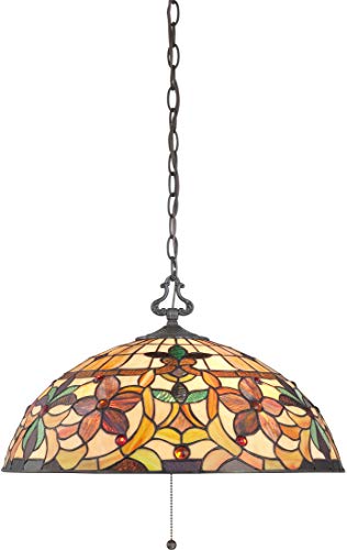 Up To 40% OFF Quoizel TF878CVB Kami Kitchen Nook Tiffany Pendant Lighting,3-Light, 300 Watts, Vintage Bronze (11" H x 20" W)