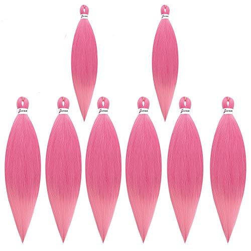 MYCHANSON 8Pcs Pre-Stretched Braiding Hair Professional Pre-Stretched Braids hair Itch Free Braiding Hair Yaki Synthetic fiber Hair Braids for Women 26"(pink)