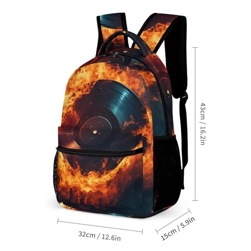 Fire Record Music 3 PCS Backpack Set Casual Daypack with Insulated Lunch Bag & Pencil Case2