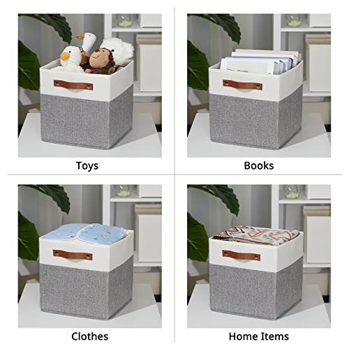 Dullemelo Cube Storage Basket For Shelves, Clothes, Collapsible Fabric Storage Cubes For Office, Bedroom, Toys, Fabric Storage Cube With Handles (White&Gray,11"X11"X11",6-Pack) #TOP5