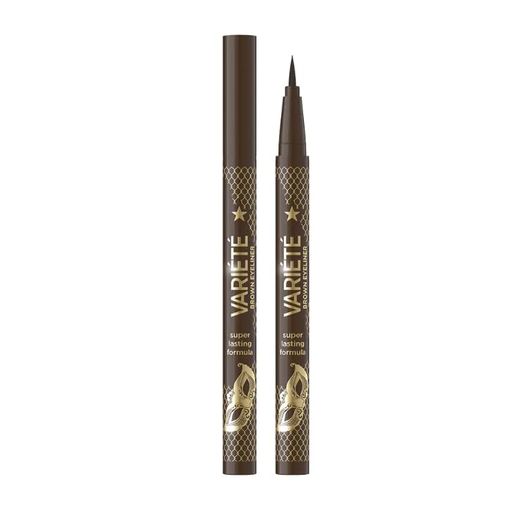 Eveline Cosmetics Variete Vegan Eyeliner Pen - Intense Brown, Long-Lasting, Waterproof, 100% Vegan, Precision Applicator