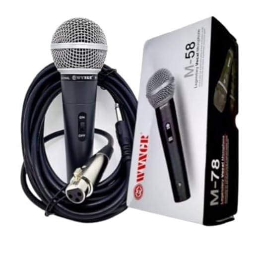 Microfone Dinamico Com Cabo 5M Profissional Sm-58 Wvngr Amplificador/Karaokê/Conferências