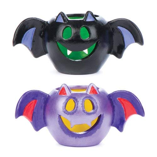 Baker Ross AV3692 AV3692-Pack of 3, Bat Ceramic Tealight Holders Perfect for Children's Arts, Crafts and Decorating for Boys and Girls, 15 x 8 x 7.3 cm