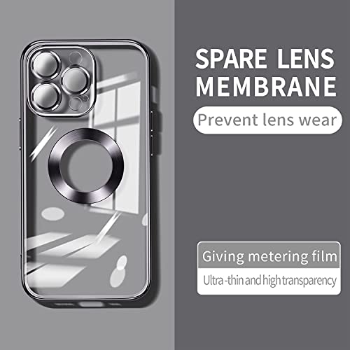 Image of VONZEE Clear Logo Electroplating Transparent Case for iPhone 14 Pro Case 6.1 inch 2022, Luxury Electroplated TPU Cover, Individual Camera Protection for Each Lens Bumper Case (Black)
