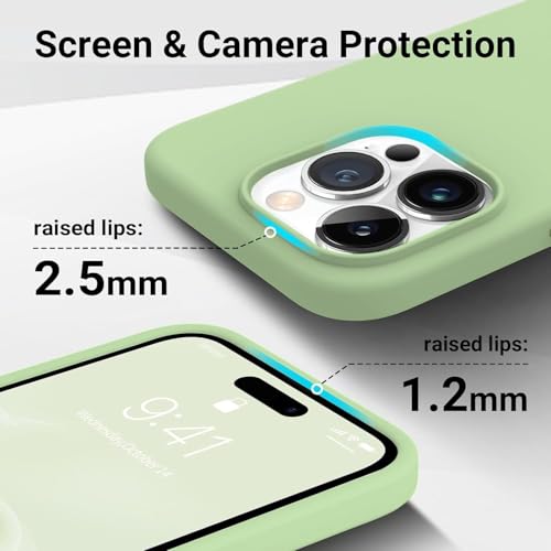 Image of DIZORO Compatible for iPhone 16 Pro Case Slim Liquid Silicone 3 Layers Full Covered Soft Gel Rubber Phone Case Protective Cover 6.3 Inch - Matcha Green