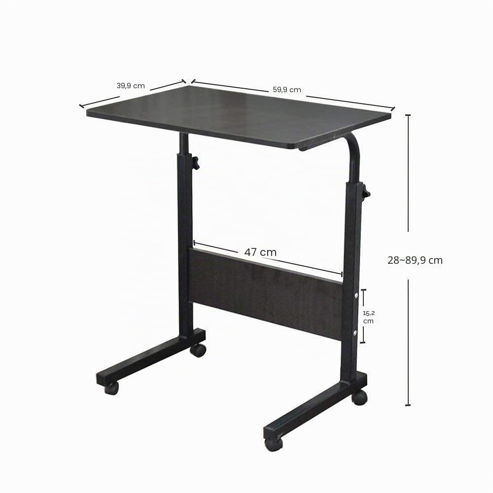 SogesHome Höhenverstellbarer Laptop-Tisch mit Rollen, Mobiler Computertisch/Beistelltisch für Sofa, Bett oder Büro, Kleiner Schreibtisch für Home-Office, Arbeiten im Sitzen & Stehen,60 x 40 x 71 cm