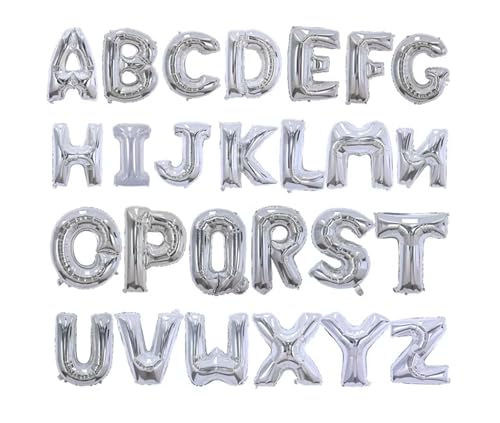 アルファベット バルーン 26文字セット A-Z, パーティー・誕生日・イベント装飾用, 風船 (シルバー)