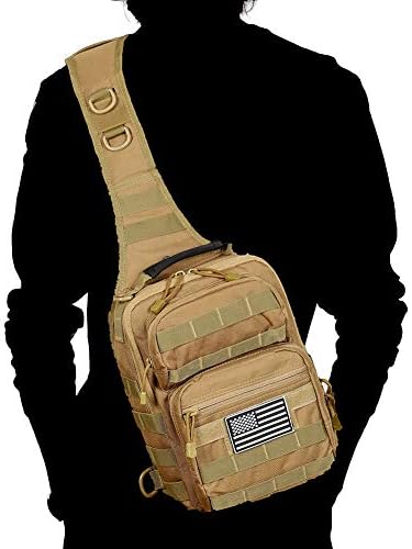 QT&QY Tactical Sling Bag For Men Small Military Rover Shoulder Backpack EDC Chest Pack Molle Assault Range Bag