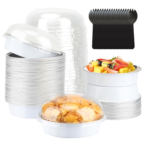 LNYZQUS 8oz Mini Pie Tins with Lids 50 Pack 4 Inch Individual Cake Pans