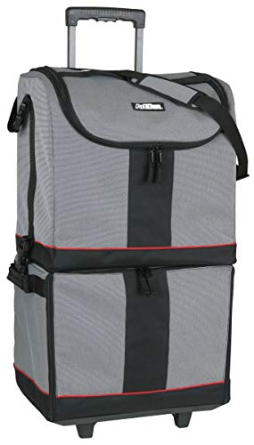 ArtBin 6922SA Tote Express Rolling Bag, Portable Art, Craft & Sewing Storage Organizer Bag with Wheels - Fits Sewing Machine, Gray/Black Poly Canvas