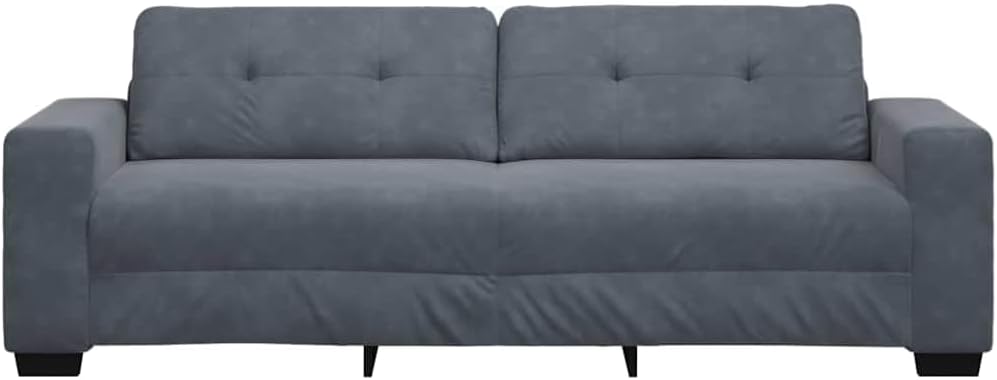 vidaXL 3-Seater Sofa Dark Grey 180 cm Velvet, Chic Living Room Sofa, Soft Velvet Couch, Sturdy Design, Stylish Seating, Compact Lounge Furniture for Cozy Spaces
