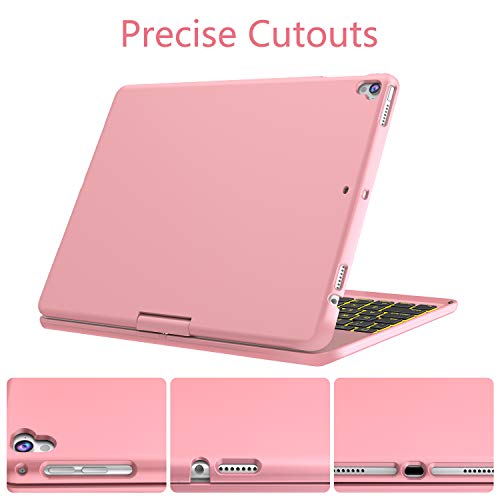 Ipad Keyboard Case 9.7 For Ipad 2018 (6Th Gen) - 2017 (5Th Gen) - Ipad Pro 9.7 - Ipad Air 2 & 1, 7 Color Backlit Keyboard Case/360 Rotate Wireless/Bt Keyboard Case With Auto Sleep/Wake (Rose Gold) #TOP7
