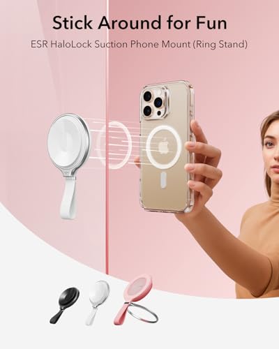 ESR for MagSafe Suction Mount, Sticky Phone Grip, Magnetic Phone Suction Grip, Silicone Suction Cup Phone Mount, Hands-Free Mirror Phone Holder for iPhone 17 16/Android/S25/Google, TikTok/Video, White - image 2