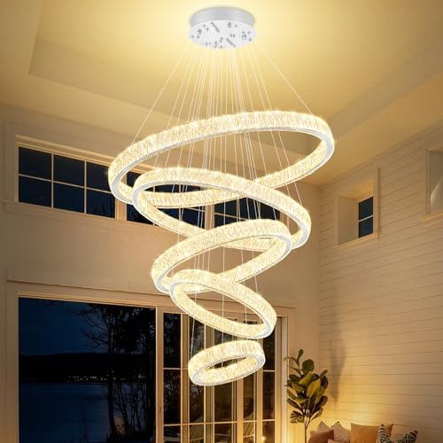 IDEQUY Modern Dimmable Crystal Chandelier for Foyer