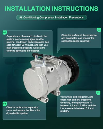Image of SCITOO AC Compressor for Hyundai for Sonata 2.5L 1999-2001 | Fast Cooling, Ultra Low Noise (≤72 dB)Air Conditioner Compressor with Clutch, Easy Installation, 9770138171 9770138171RU