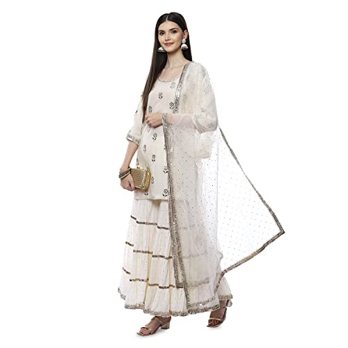 Image of BIBA Women Cotton Straight Embroidered Suit Set