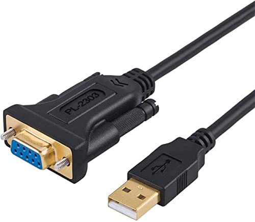 CableCreation USB zu RS232 Adapter mit PL2303 Chipsatz, 6.6ft USB 2.0 männlich zu RS232 weiblich DB9 serielles Konverterkabel für Registrierkasse, Modem, Scanner, Digitalkameras, CNC, Schwarz