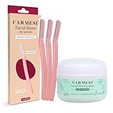 Carmesi Facial Shaving Kit | Face Razors (3 Count) + Shaving Gel (1.76 Oz/50g) | Painless Hair Removal | Prevents Nicks & Cuts | for Peach Fuzz, Eyebrow, Chin & Upper Lip
