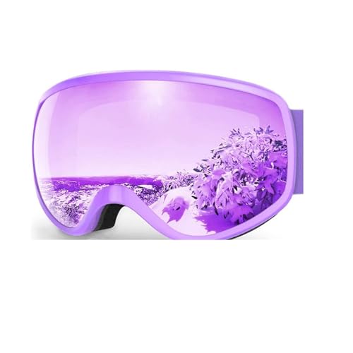WEOKDFHA Gafas De Invierno Gafas de esquí for niños Protección antivaho for 3 a 10 años Esquí Snowboard Compatible con Casco para Hombres Y Mujeres(Gray Pink Purple) - imagen 2