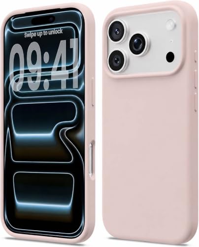 Image of DIZORO Compatible with iPhone 17 Pro Case (2025), Liquid Silicone 3 Layers Full Covered Soft Gel Rubber Shockproof Protective Cover with Anti-Scratch Microfiber Lining - Sand Pink