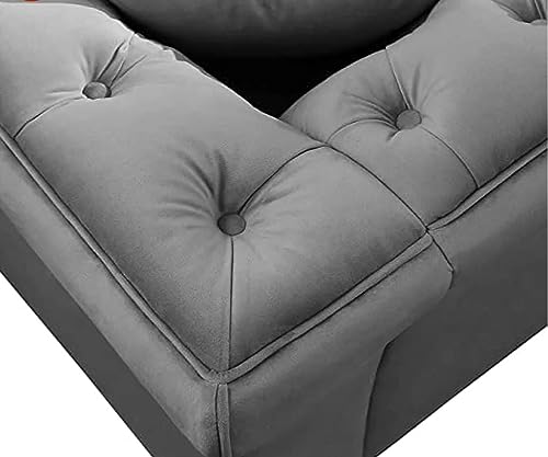 Image of Stellar Hand Tufted Three Seater Elegant Wooden Base Sofa in Wide Extravagant Fabric, Gives Luxurious Look for Home /Living Room /Office /Guest Room /Hotels