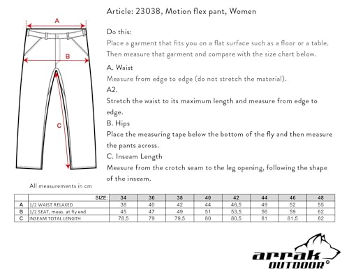 ARRAK OUTDOOR Motion Flex Lady Pant Full Flexibility, Roomy Pockets, Waterproof Calf Area, Adustable, Belt Included2