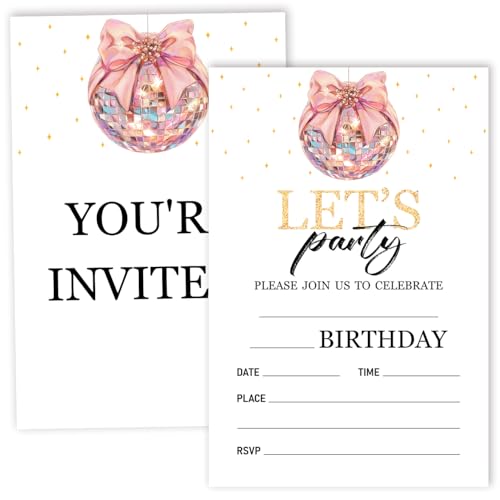 image for Nopoben Sweet Pink Disco Birthday Invitation Cards For Girls Adult Tee