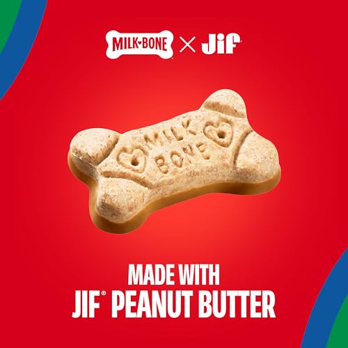 Image of Milk-Bone Peanut Buttery Dipped Dog Biscuits with Jif Peanut Butter, 32 Oz. Bags (Pack of 4)