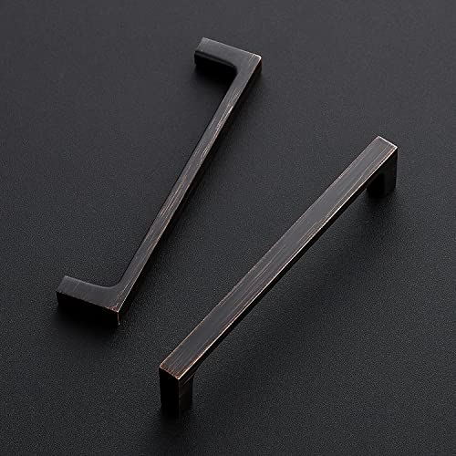 Image of Ravinte Oil Rubbed Bronze Cabinet Handles Kitchen Pulls 5 Inch 15 Pack | Square Design, Solid Zinc, Modern Slim Style, Screws Included, Easy Installation, for Kitchen Drawers & Cupboards