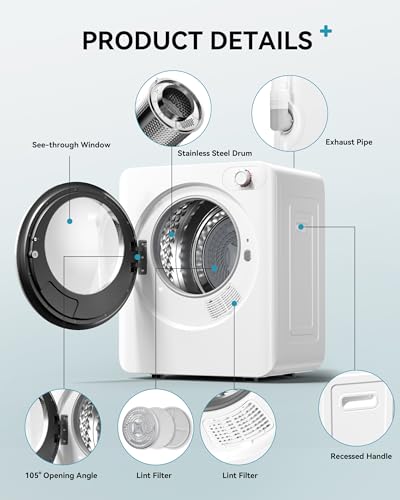 Image of Euhomy 1.5 Cu.Ft Portable Clothes Dryer 850W Compact Laundry Drying Machine