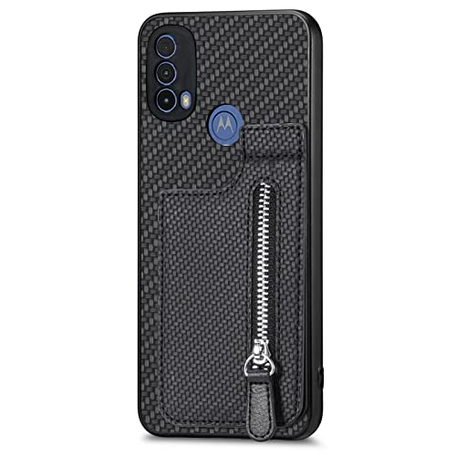Rfvzubemok Compatible with Redmi 12C 4G Case,Compatible with Redmi 12C 4G Zipper Card Slots Built-in Magnet Kickstand Phone Case Black