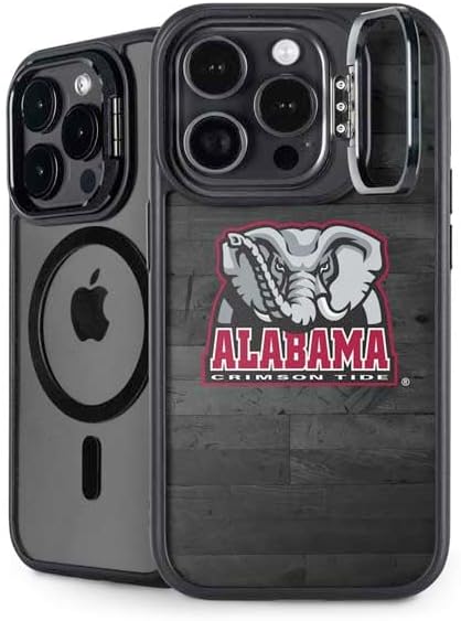 Skinit Kickstand Phone Case Compatible with iPhone 13 Pro - Officially Licensed University of Alabama Basketball Wood Design
