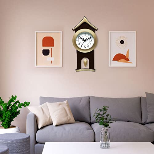Image of Harbour Analog Stylish New Models Wall Clock with Pendulum for Home Living Room Hall Bedroom (Size Height 40 CM X Width 17.5 CM)- Home Decor Big Size Wall Clock MJ AD 19 GBG 1