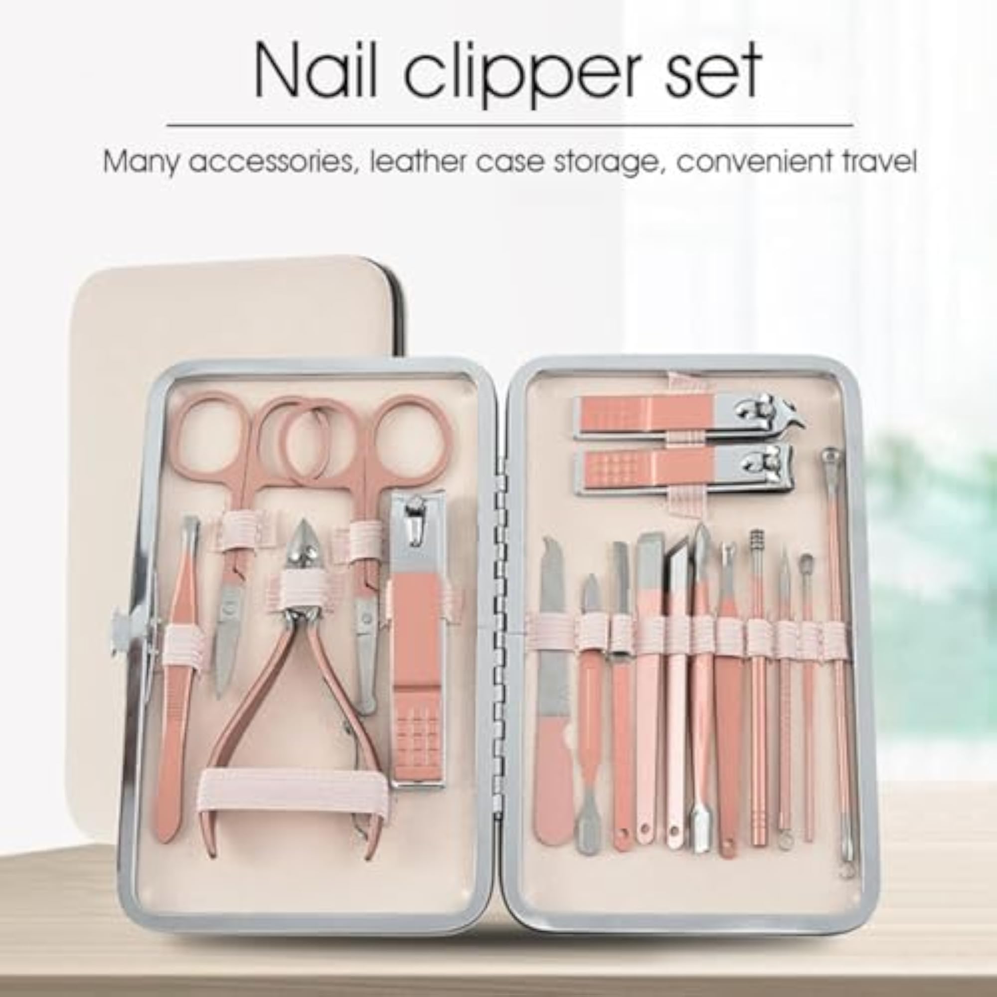 18-Piece Stainless Steel Nail Kit for Women, Professional Grooming Set