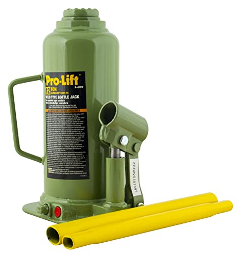 Image of Pro-Lift Welded Bottle Jack 12 Ton - (24,000 Lbs) Capacity Hydraulic Lifting with Side Pump Two-Piece Handle