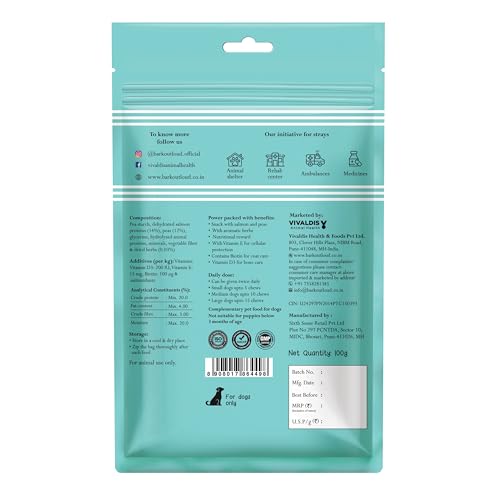 BARK OUT LOUD - Mini Fishes Dog Kibble Treats|Hypoallergenic/Grain-Free|Soft Chews With Biotin|Salmon,Peas & Aromatic Herbs|Protein-Packed Snacks For Adult Dogs (200 G)