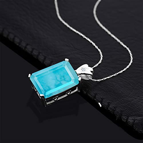 Gem Stone King Gemstone Birthstone Pendant Necklace in 925 Sterling Silver | Emerald Cut 18X13MM Center Stone & Round 1.8MM Accent | Fine Jewelry Gifts for Her Mom Women Wife | Includes 18 Inch Chain2
