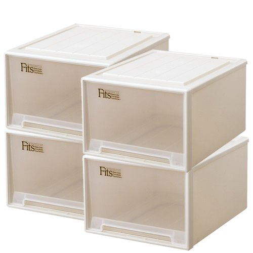 Fits フィッツ 衣装ケース 収納ケース　4個セット　カプチーノ Amazon｜Fits フィッツケース 衣装ケース まとめ買い4個セット