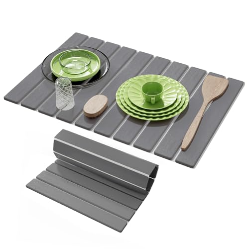 Stone Dish Drying Mats for Kitchen Counter,23.6''x15.3'' Foldable Quick Dry