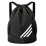 Oziral Drawstring Backpack Water Resistant String Bag Gym Sports with Shoe Compartment Side Mesh Poc