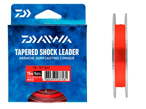 Daiwa - Bas de Ligne Arrache Surf Taper Leader Rouge - 15m - 0.18.0.57mm - x5 - TPLDR1857