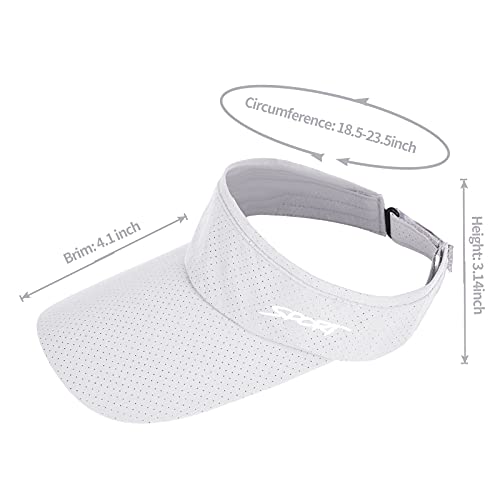 Bltong Sun Sports Visor Hats Women Men, Uv Protection Breathable Adjustable Baseball Cap For Beach Golf Running Tennis White #TOP2