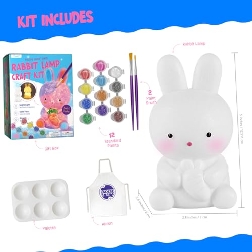 Paint Your Own Bunny Lamp Kit, Art Supplies Arts & Crafts Kit, Painting kit for Kids 6-12, Arts and Crafts for Kids Ages 8-12, Toys Girls Boy Birthday Easter Gift Ages 3 4 5 6 7 8 9 10 11 12+ - Image 4