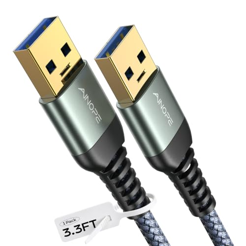 Image of AINOPE USB to USB Cable, 3.3FT*1Pack USB 3.0 A to A Male to Male Cable [Never Rupture] Double End Type A Cord for Data Transfer, Compatible with Hard Drive Enclosures, Laptop Cooler, KVM, DVD Player
