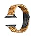 Produktbild Zebraholz & Edelstahlband kompatibel mit Apple Watch 45mm 44mm 42mm, Holzgliederarmband für Männer, Apple Watch Armband Ersatz SE Serie 4 5 6 7