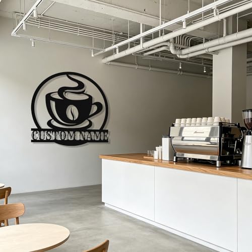 Image of Personalized Coffee Metal Sign, Custom Coffee Bar Signs, Custom Name Signs for Cafe Station, Coffee Wall Art Decor for Kitchen, Cafe Shop Decor, Cafe Lover Gift