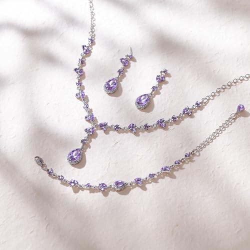 Conjunto de joyas de novia con collar de cristal lágrima y pendientes 3