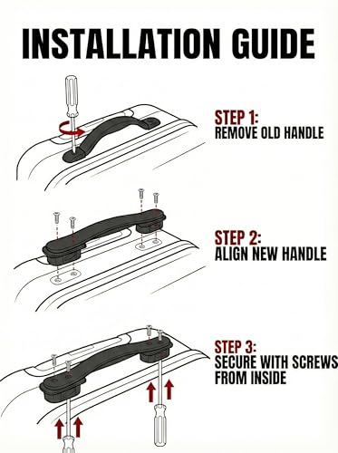 Image of Premium Luggage Handle Replacement for Trolley Bag, Black, 21.5cm Length, Includes Mounting Screws