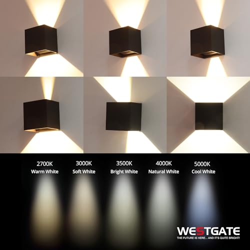 Image of Modern Wall Light Cube - 15W Wall Cube with 70,000 Hour Lifespan - 2700K /3000K /3500K /4000K /5000K Color Changing Options in Aluminum Housing - Adjustable Beam Angle for Outdoor or Indoor Use (Bronze)